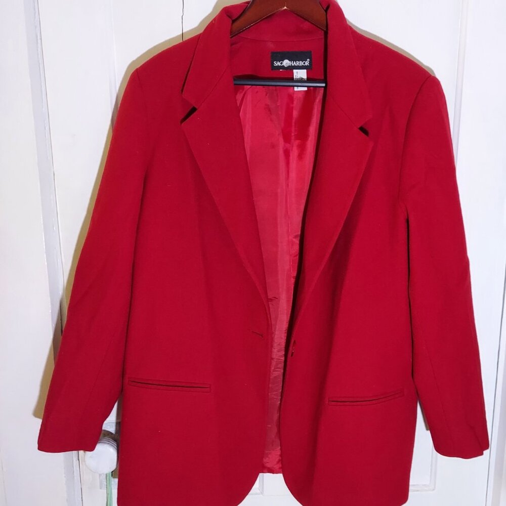 Vintage Sag Harbor Red wool blazer size 18